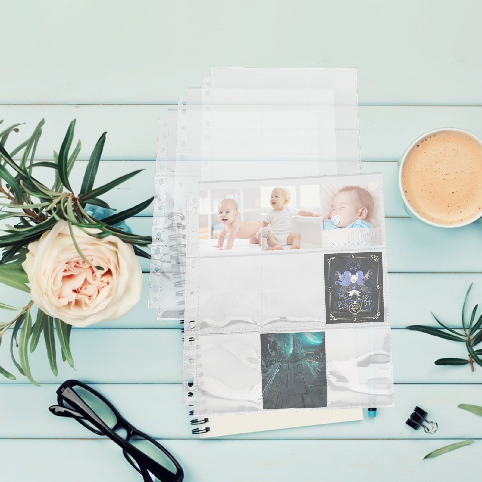 Trading Card Binder - 50Pcs Trading Card Sleeves Photo Card