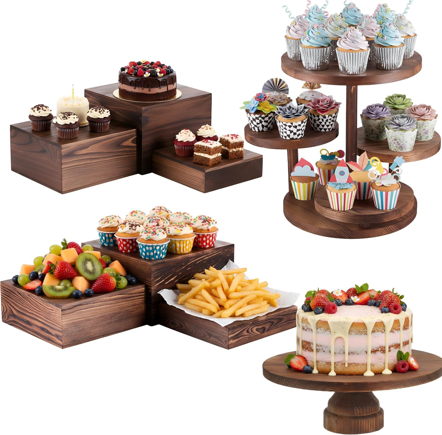4 Tier Round Cupcake Tower Sta - Display Risers Set incelemesi ve fiyatı