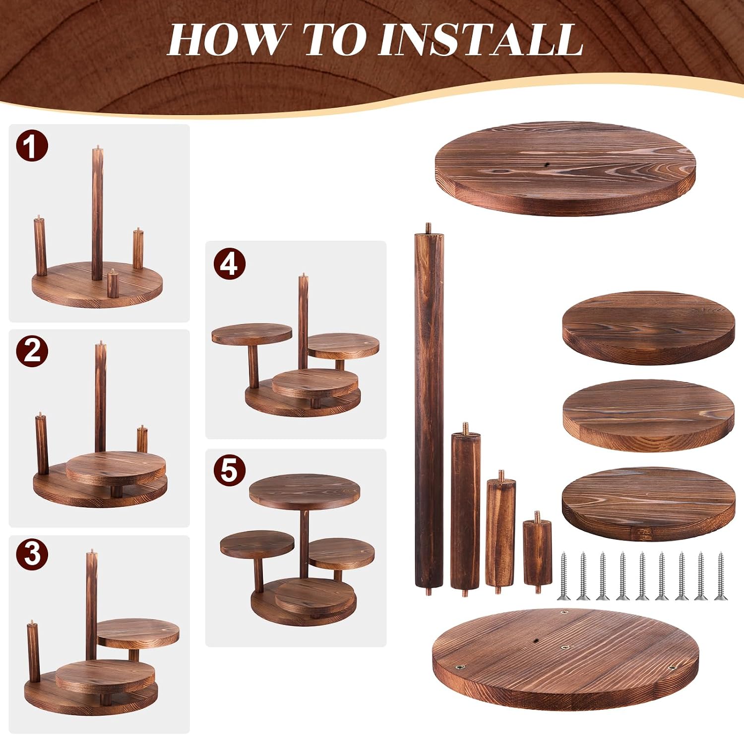 4 Tier Round Cupcake Tower Sta - Display Risers Set incelemesi ve fiyatı